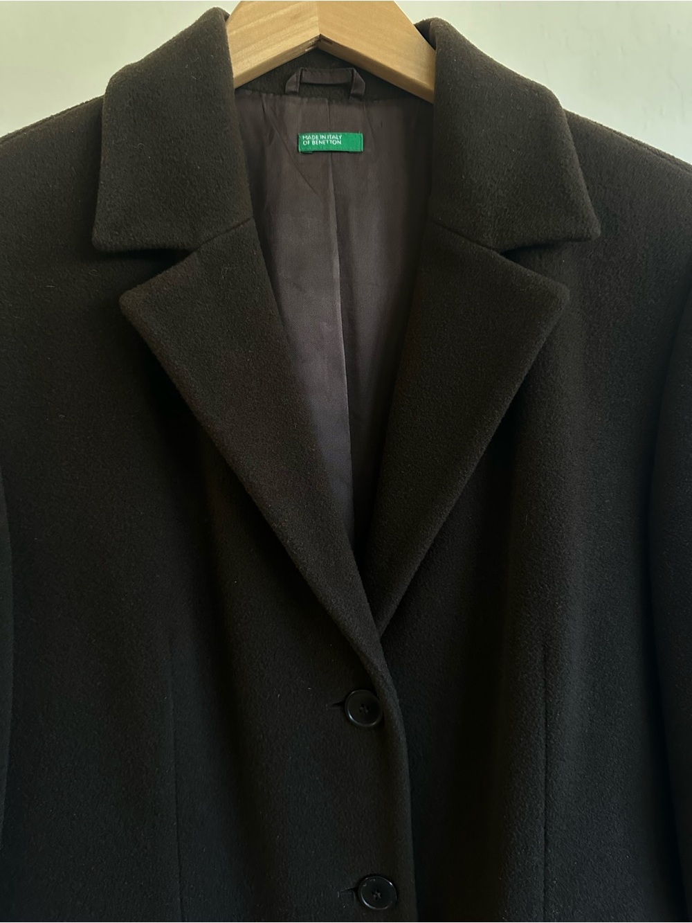 United Colors Of Benetton Women's Black Wool Blend Single-Breasted Coat